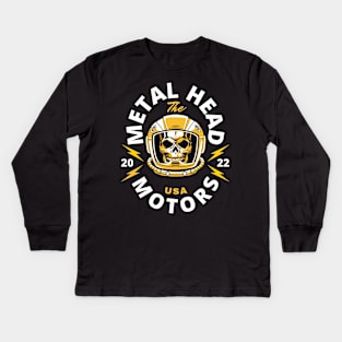 Metal Head Motors - Lightning Helmet Kids Long Sleeve T-Shirt